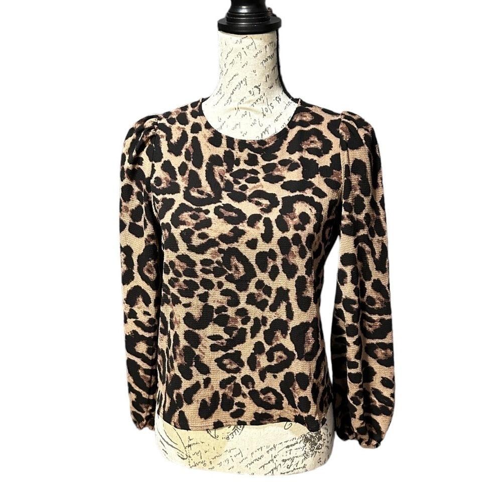 Leopard Print Long Sleeve Blouse Size XS
